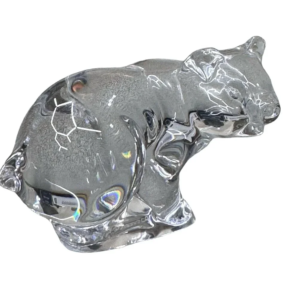 Signed Daum France Crystal Pig Figurine Glass Art Paperweight Decor Mini 3" Vtg - Picture 4 of 9